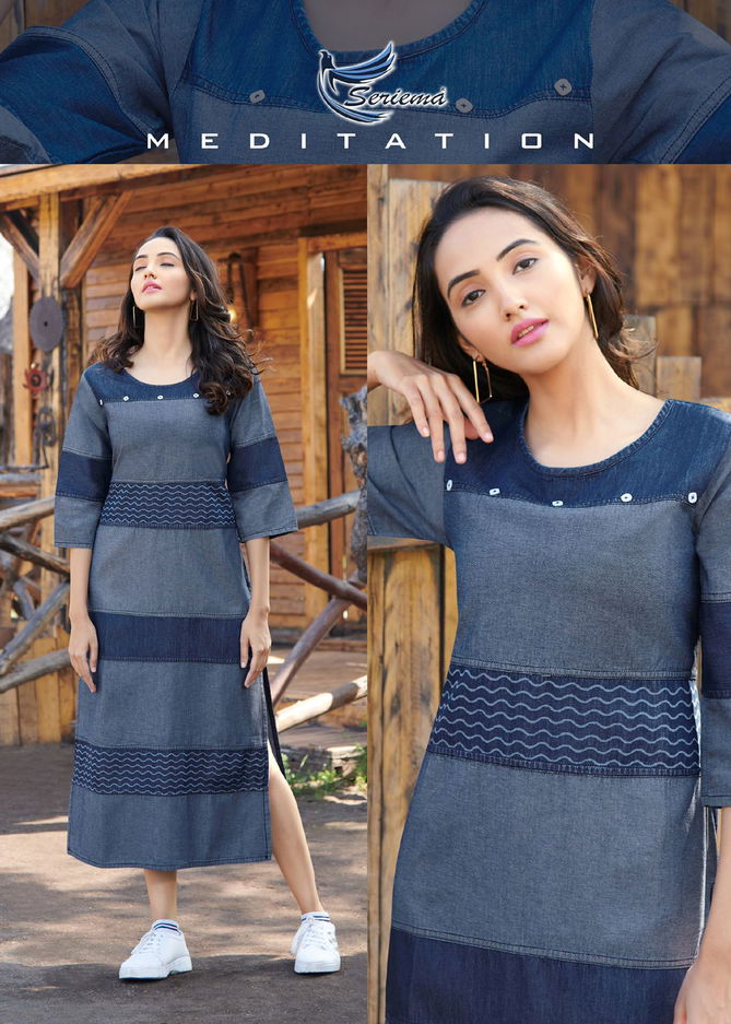 Seriema Kumb Classy New Fancy Wear Cotton Denim Kurti Collection